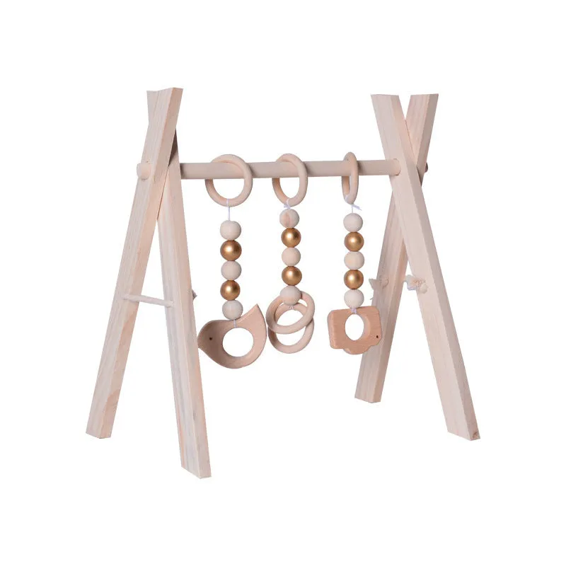 Wooden baby infant fitness frame decorative toy polished wood 47.5cm height multi-colour