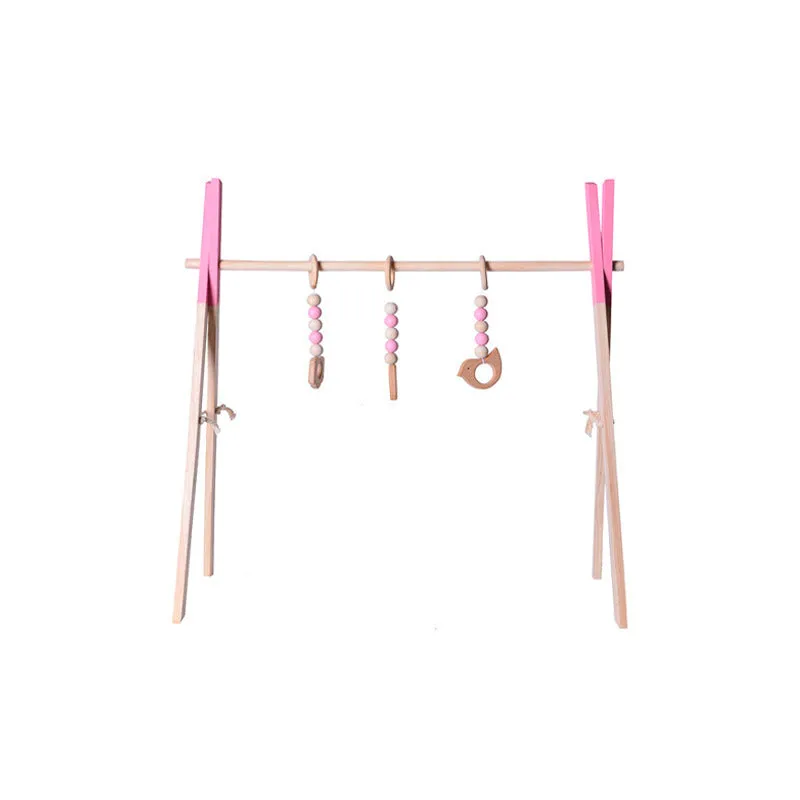 Wooden baby infant fitness frame decorative toy polished wood 47.5cm height multi-colour