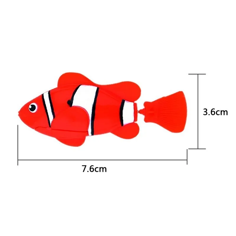 Set of four swimming electronic pet fish toys in red, orange, pink, and blue on a white background