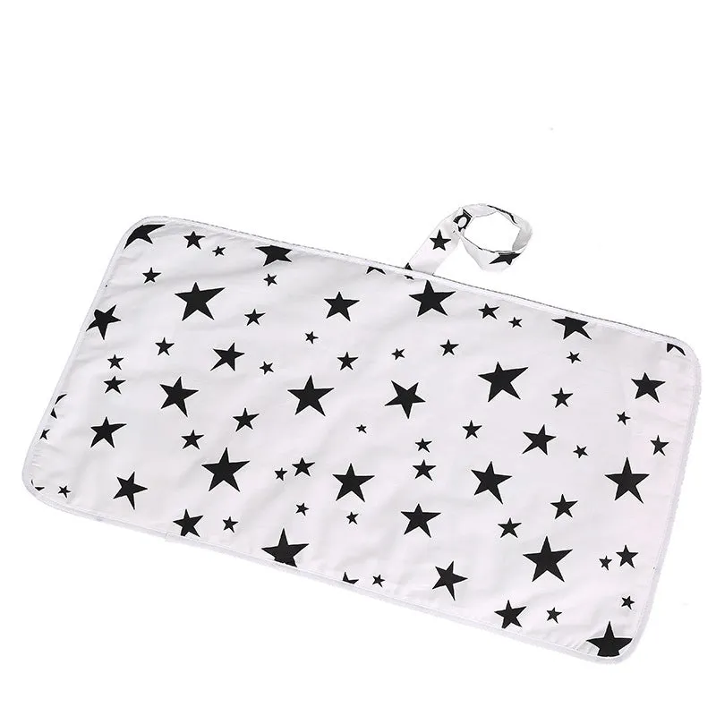 Baby cotton portable diaper changing pad in flat view, 35x60cm, waterproof and urine-proof with foldable button