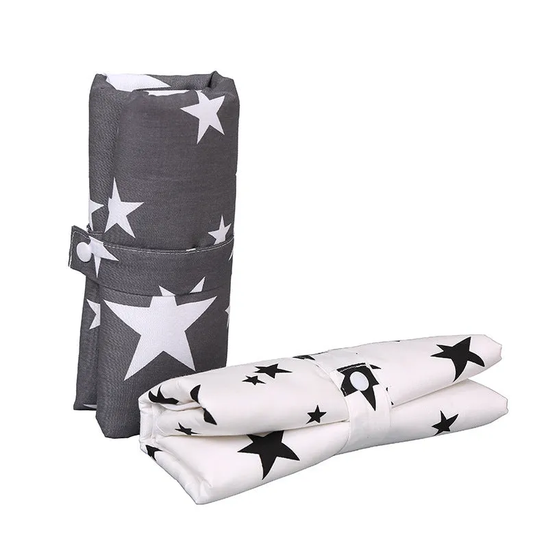 Baby cotton portable diaper changing pad in flat view, 35x60cm, waterproof and urine-proof with foldable button