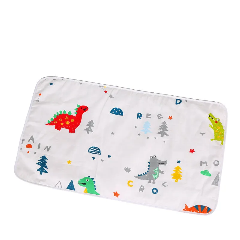 Baby cotton portable diaper changing pad in flat view, 35x60cm, waterproof and urine-proof with foldable button