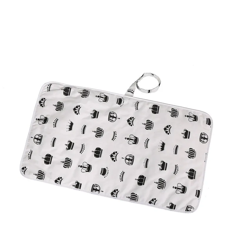 Baby cotton portable diaper changing pad in flat view, 35x60cm, waterproof and urine-proof with foldable button