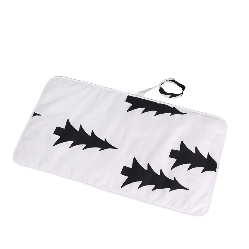 Baby cotton portable diaper changing pad in flat view, 35x60cm, waterproof and urine-proof with foldable button