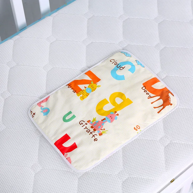 Baby cotton portable diaper changing pad in flat view, 35x60cm, waterproof and urine-proof with foldable button