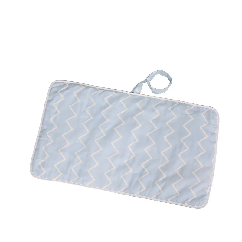 Baby cotton portable diaper changing pad in flat view, 35x60cm, waterproof and urine-proof with foldable button
