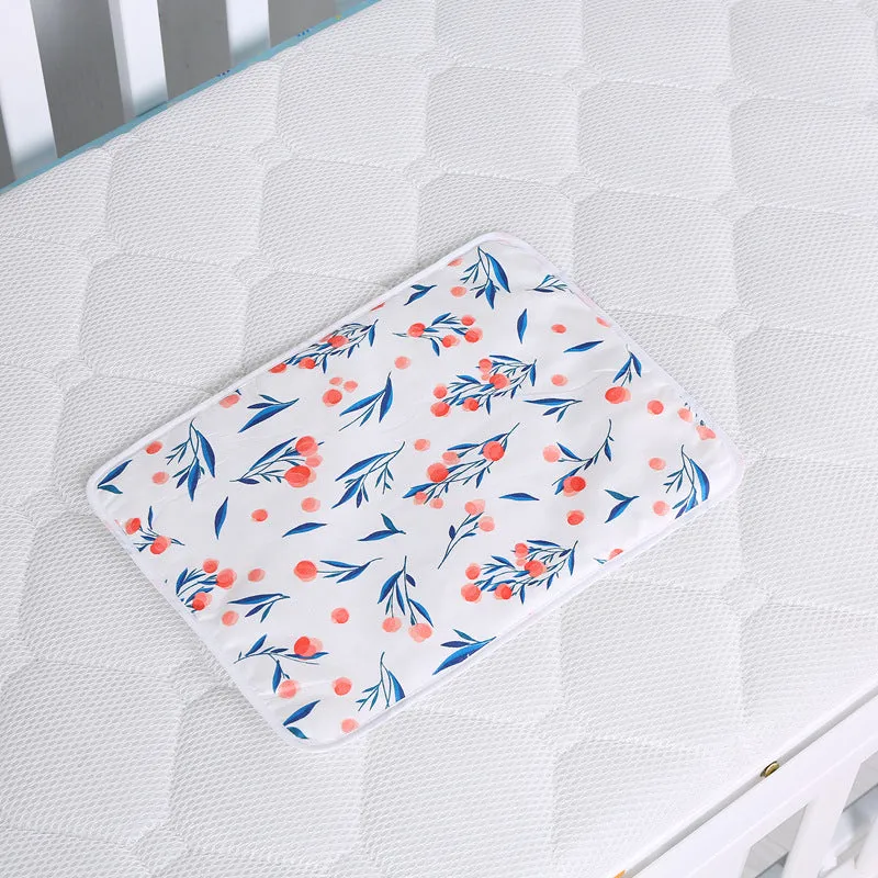 Baby cotton portable diaper changing pad in flat view, 35x60cm, waterproof and urine-proof with foldable button