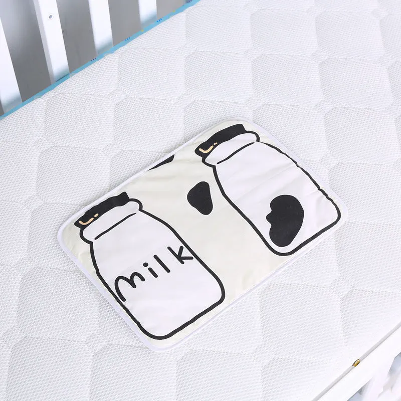 Baby cotton portable diaper changing pad in flat view, 35x60cm, waterproof and urine-proof with foldable button