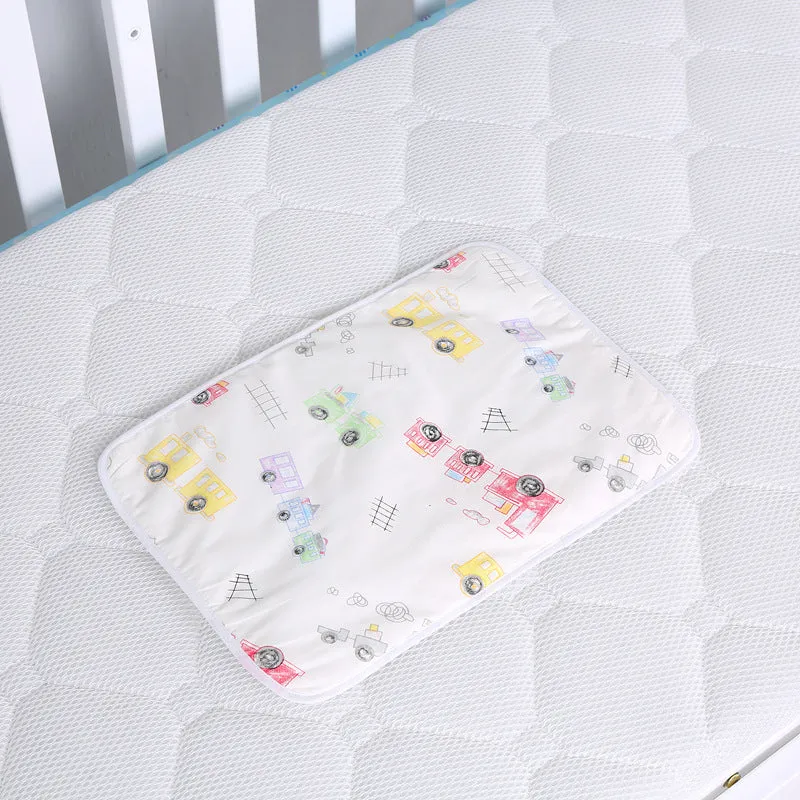Baby cotton portable diaper changing pad in flat view, 35x60cm, waterproof and urine-proof with foldable button