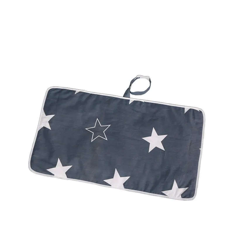 Baby cotton portable diaper changing pad in flat view, 35x60cm, waterproof and urine-proof with foldable button
