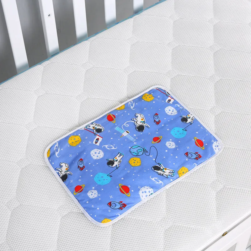 Baby cotton portable diaper changing pad in flat view, 35x60cm, waterproof and urine-proof with foldable button