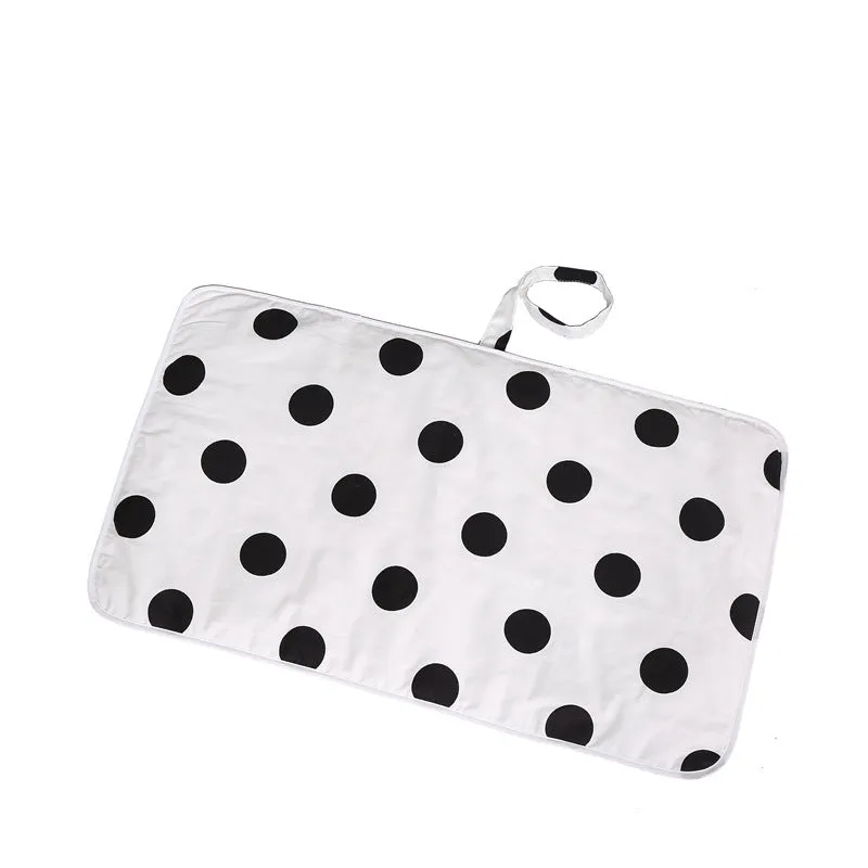 Baby cotton portable diaper changing pad in flat view, 35x60cm, waterproof and urine-proof with foldable button