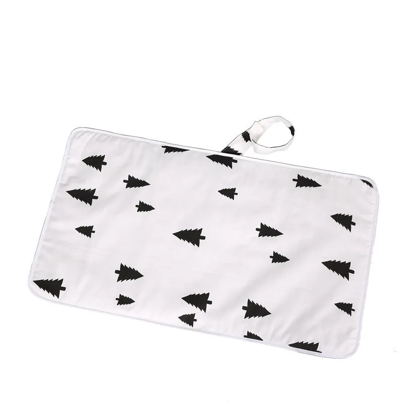 Baby cotton portable diaper changing pad in flat view, 35x60cm, waterproof and urine-proof with foldable button