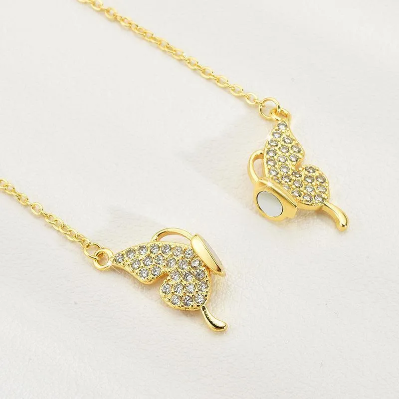 Titanium steel clavicle chain necklace with magnetic butterfly pendant in gold and silver finish