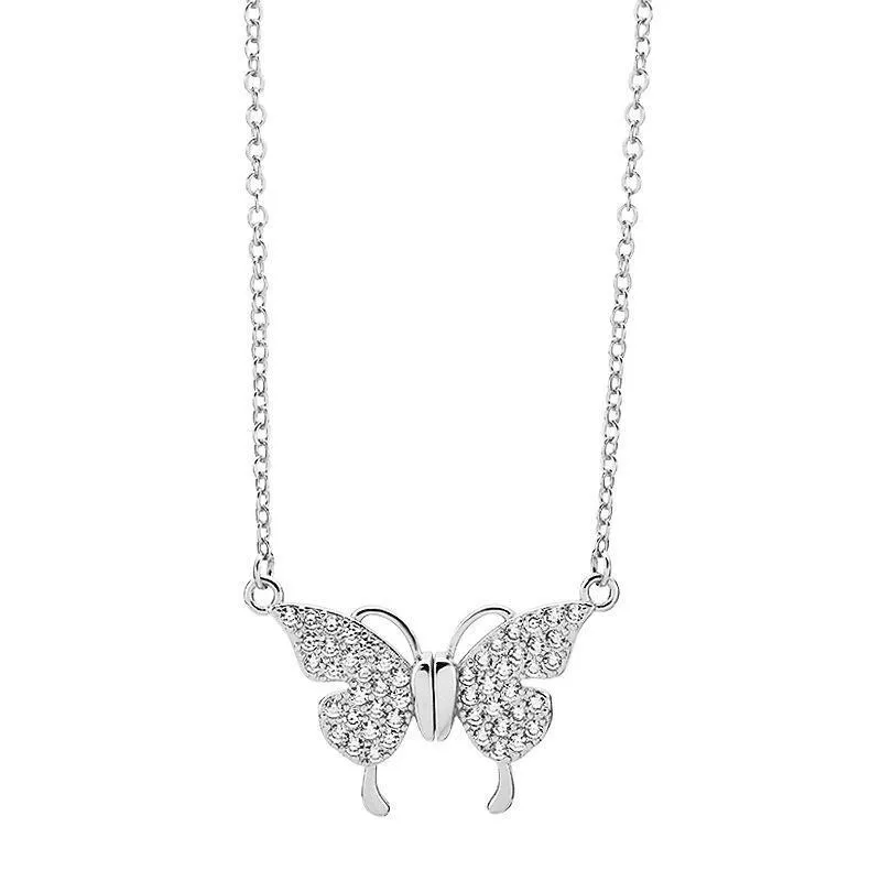 Titanium steel clavicle chain necklace with magnetic butterfly pendant in gold and silver finish