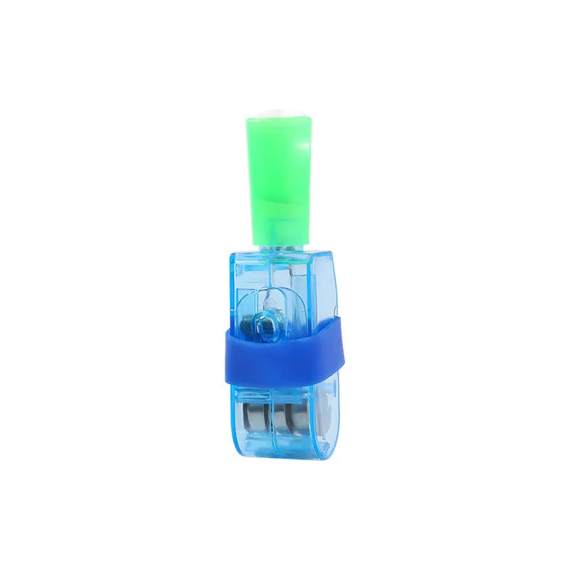 Pack of 10 plastic cartoon finger projection lamps in mixed hair colours on white background
