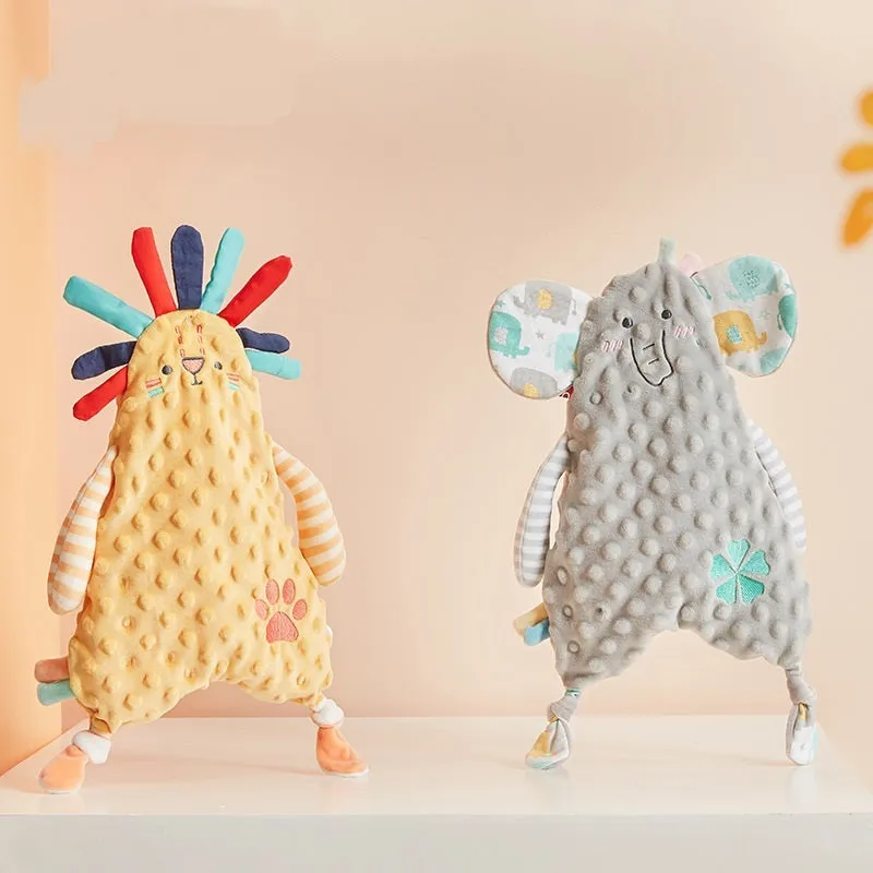 Baby comfort towel doll with bunny ears, 40cm short plush, PP cotton filling, in rabbit colour option