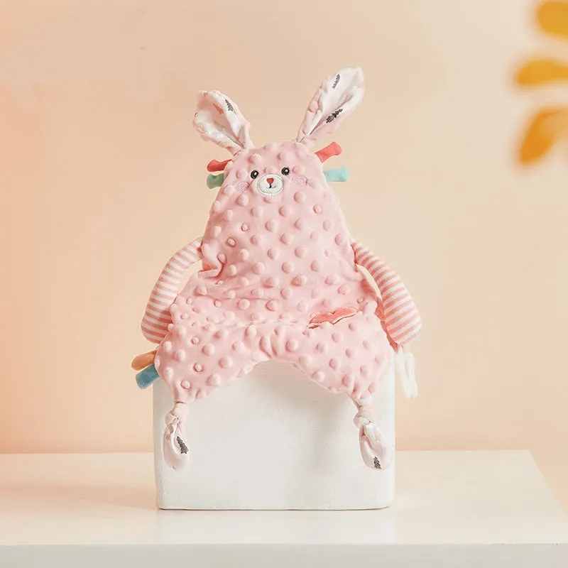 Baby comfort towel doll with bunny ears, 40cm short plush, PP cotton filling, in rabbit colour option