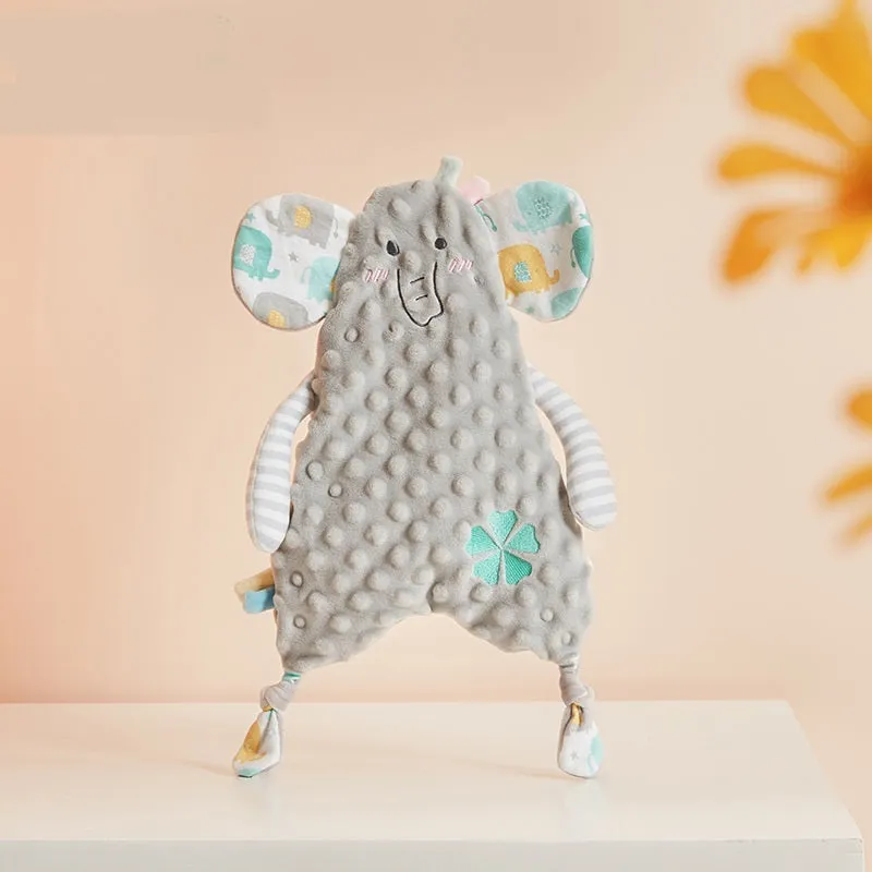 Baby comfort towel doll with bunny ears, 40cm short plush, PP cotton filling, in rabbit colour option