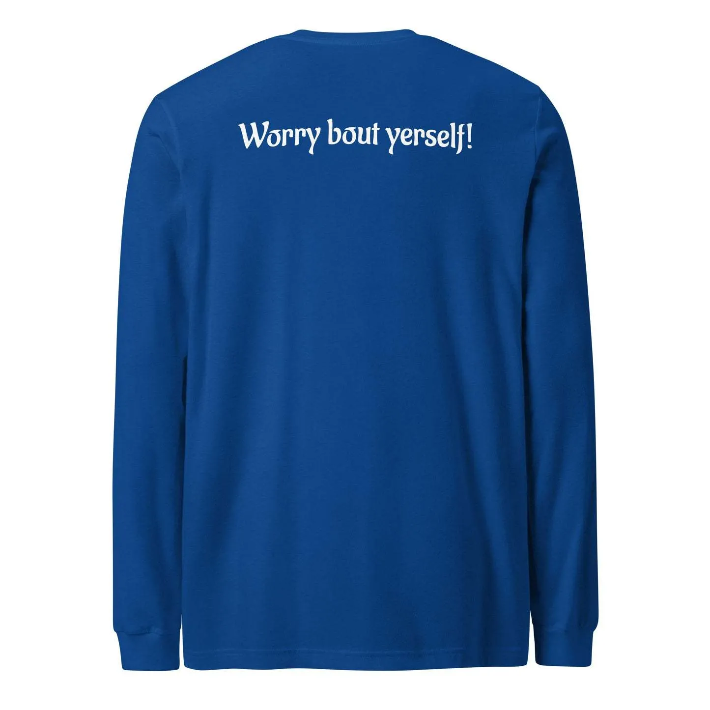 Men's blue loose fit round neck sweater with printed letter patterns in Japanese Korean casual style
