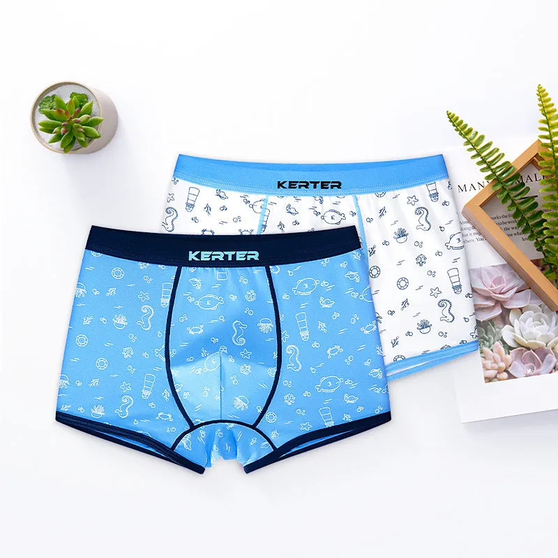 Boys cotton boxer briefs with dinosaur print, 95% cotton, available in sizes 110cm to 180cm