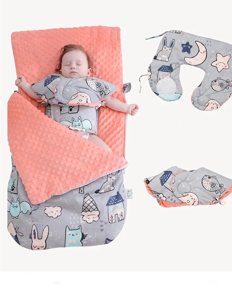 Newborn baby fleece stroller cover quilt 80x46cm with soft lining in Animal pattern
