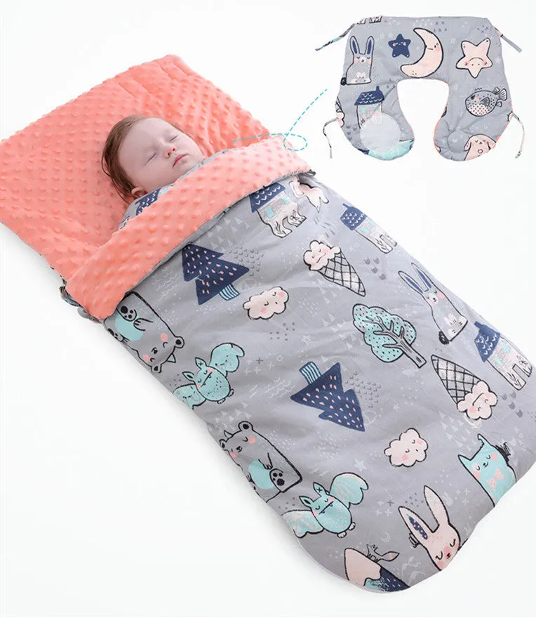 Newborn baby fleece stroller cover quilt 80x46cm with soft lining in Animal pattern