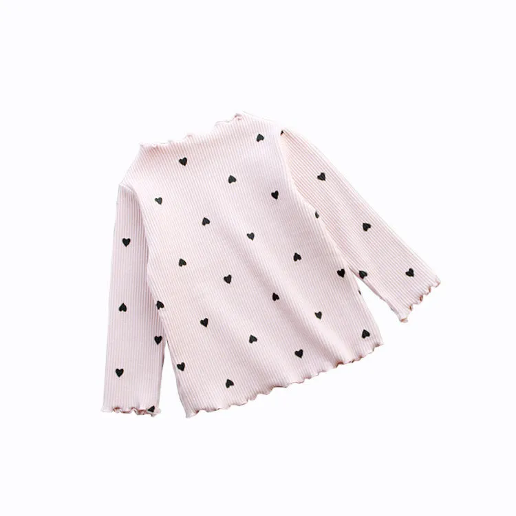 Love children's long-sleeved cotton T-shirt base layer in beige, pink, black, white, yellow, sizes 90-130cm