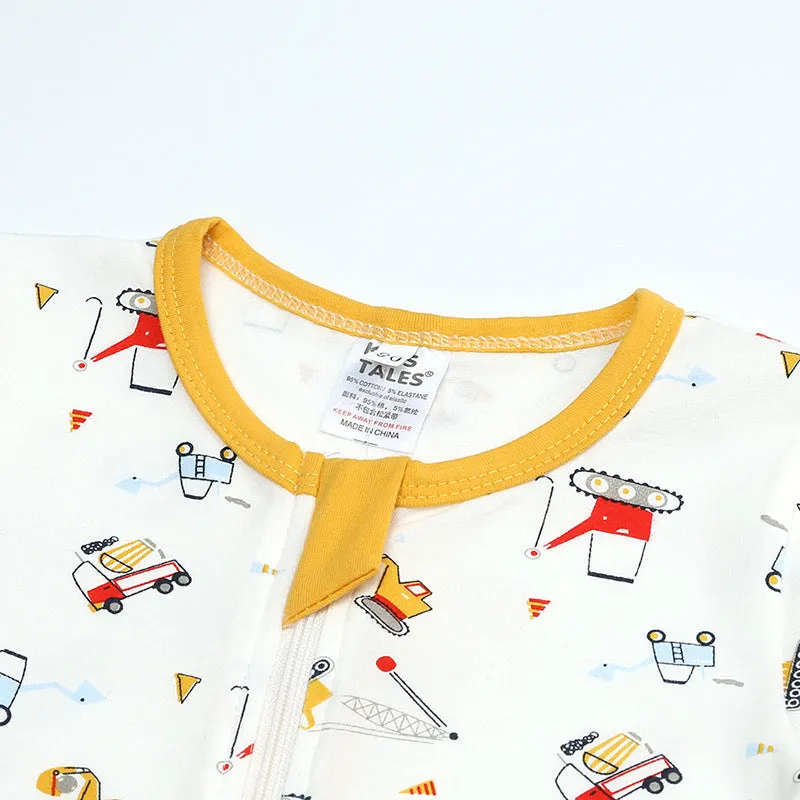 Yellow cotton long sleeve zip-up baby onesie romper for newborns and toddlers