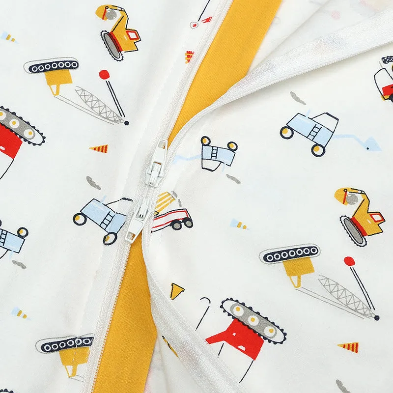 Yellow cotton long sleeve zip-up baby onesie romper for newborns and toddlers