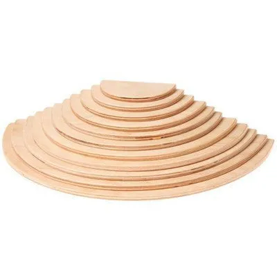 12-piece wooden building blocks in rainbow and arch shapes, New Zealand pine with light lacquer finish