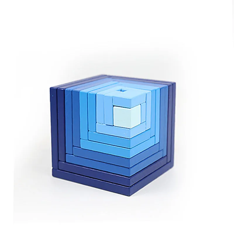 12-piece wooden building blocks in rainbow and arch shapes, New Zealand pine with light lacquer finish