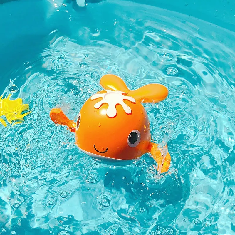 Clockwork plastic floating bath toy in crab shape with light blue colour