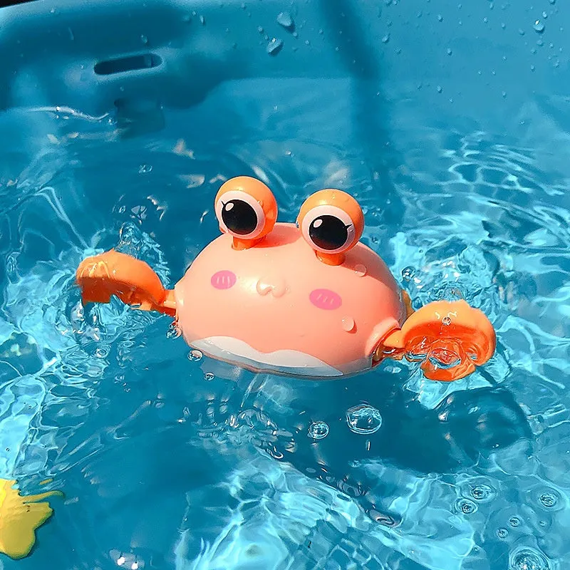 Clockwork plastic floating bath toy in crab shape with light blue colour