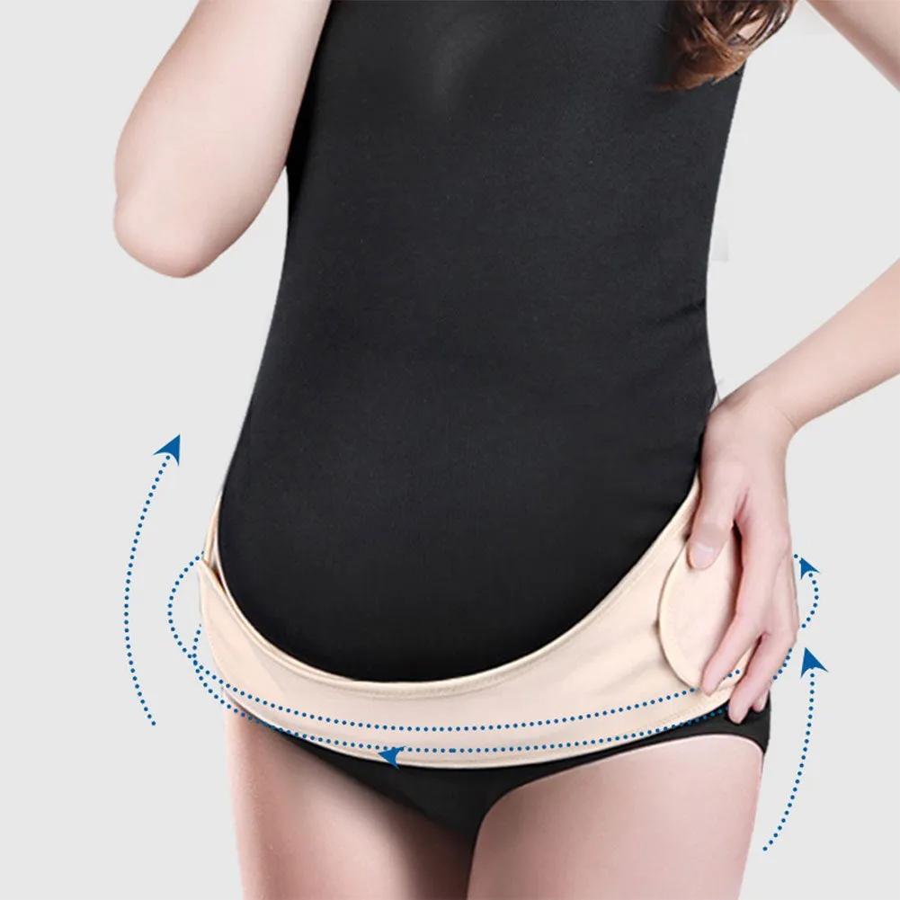 Cotton maternity belt for pregnant women with adjustable waist belly support, black and pink