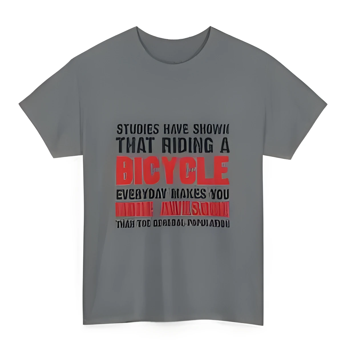 Grey women's short sleeve cotton t-shirt with a printed pattern, shown on a hanger.