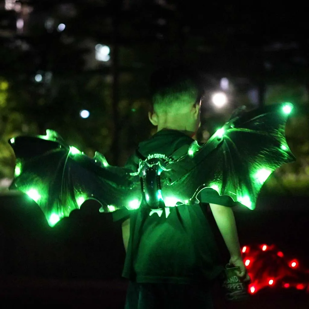 Children's luminous dinosaur butterfly wings toy, 85 cm plastic, green style, glowing effect