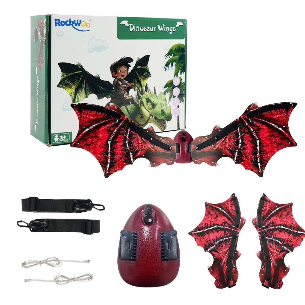 Children's luminous dinosaur butterfly wings toy, 85 cm plastic, green style, glowing effect