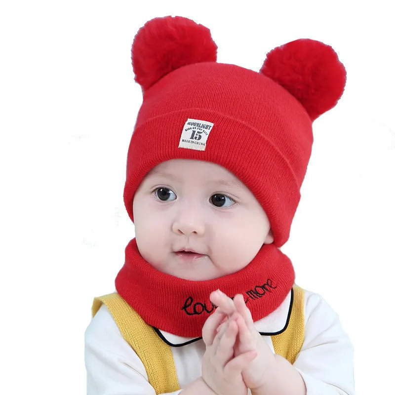 100% cotton baby knit hat and scarf set in grey for newborns 0-12 months