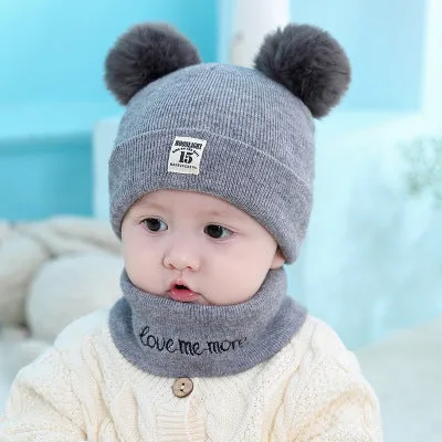 100% cotton baby knit hat and scarf set in grey for newborns 0-12 months