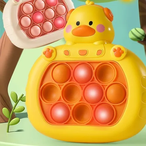 Quick Push Game Console in Little Yellow Duck style with flash and music, 11.5x5.5x13cm, with charger and screwdriver