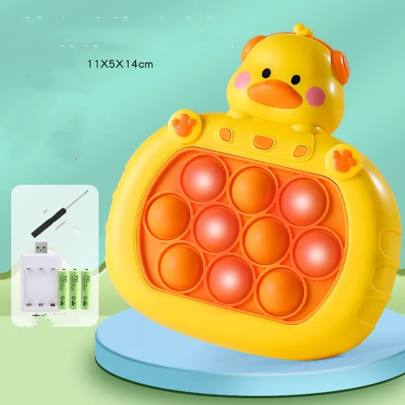 Quick Push Game Console in Little Yellow Duck style with flash and music, 11.5x5.5x13cm, with charger and screwdriver