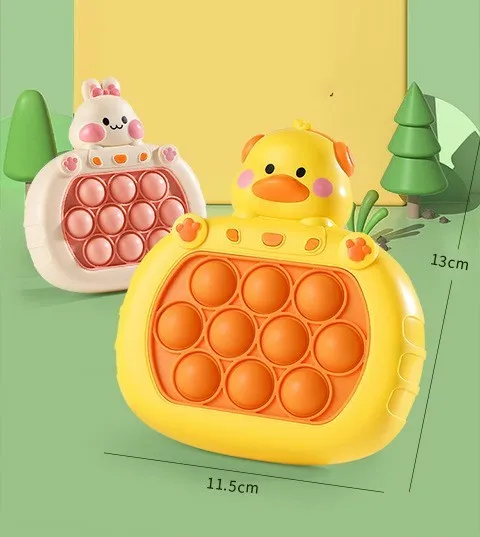 Quick Push Game Console in Little Yellow Duck style with flash and music, 11.5x5.5x13cm, with charger and screwdriver