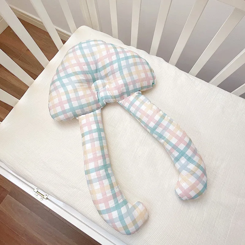 Baby soothing pillow set pure cotton 60x40cm anti-tilt head support pillow in yellow plaid pattern