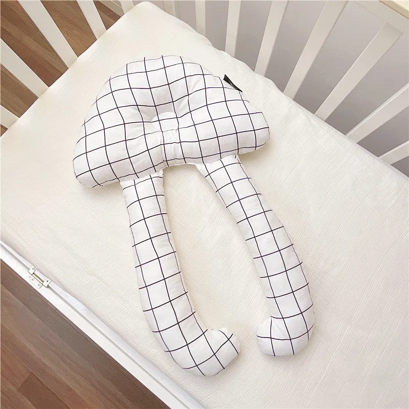 Baby soothing pillow set pure cotton 60x40cm anti-tilt head support pillow in yellow plaid pattern