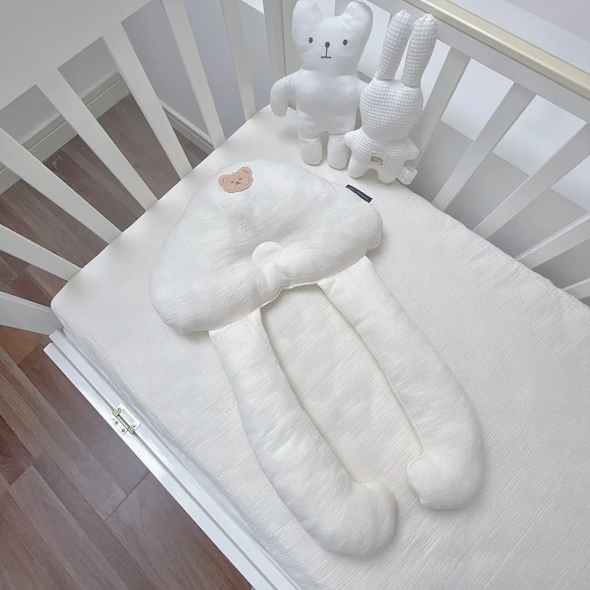 Baby soothing pillow set pure cotton 60x40cm anti-tilt head support pillow in yellow plaid pattern