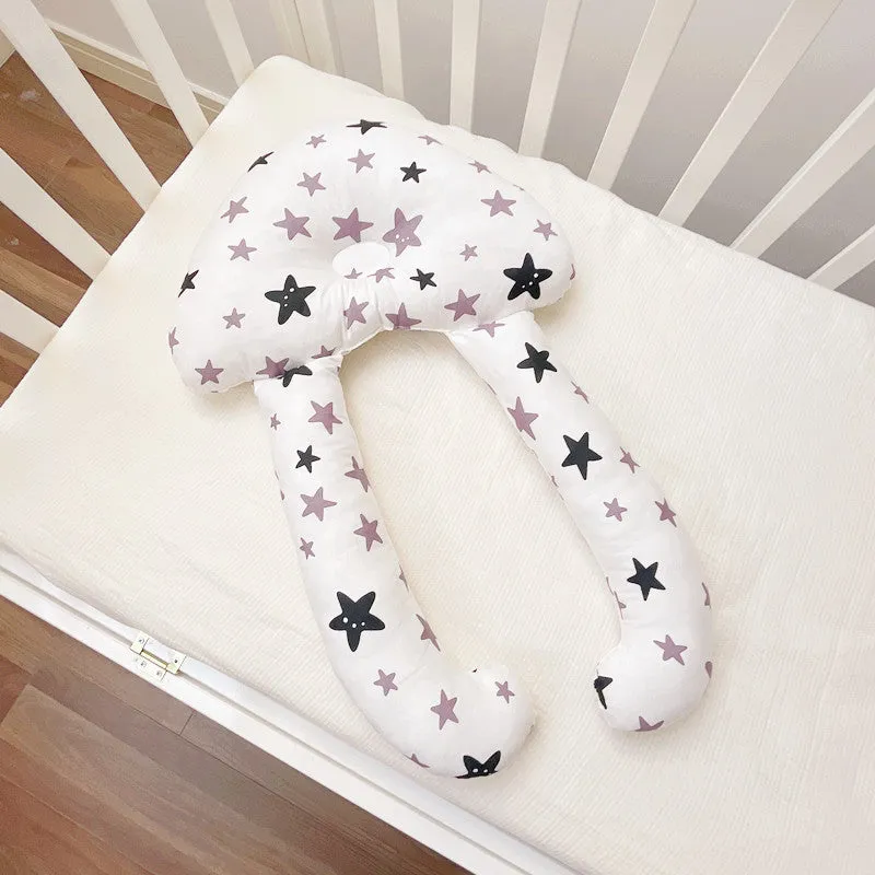 Baby soothing pillow set pure cotton 60x40cm anti-tilt head support pillow in yellow plaid pattern