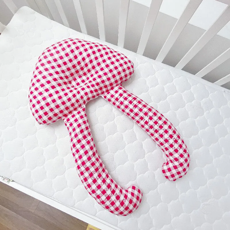 Baby soothing pillow set pure cotton 60x40cm anti-tilt head support pillow in yellow plaid pattern