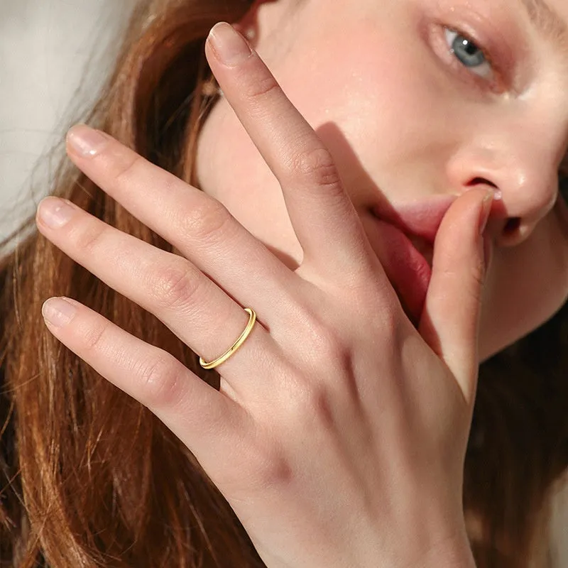 Simple geometric round bracelet ring in sterling silver, gold, and platinum colour options.