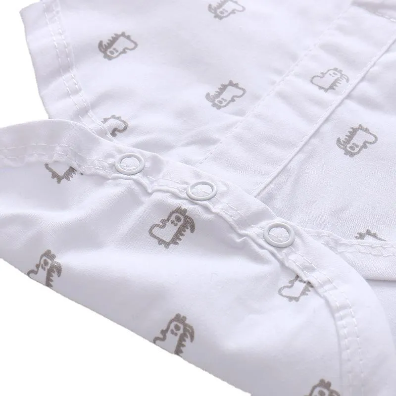 Baby boy white cotton gentleman suit with jacket and trousers in formal style